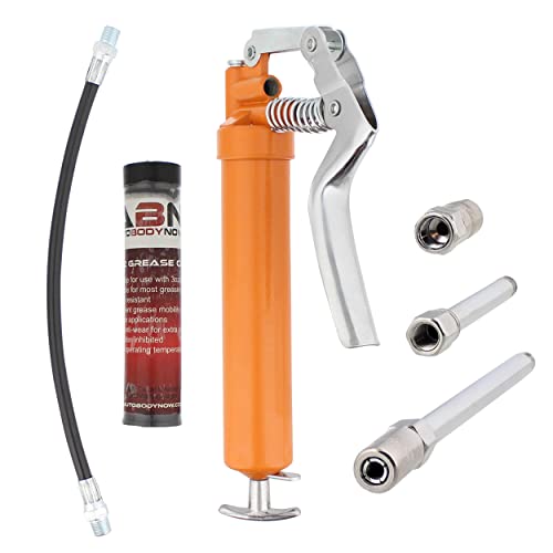 Abn Pistol Grip Grease Gun Kit - 2900 Psi Manual Grease Gun Tips Kit With 3Oz Lithium Grease And Lube Gun Tip Adapters #TOP20