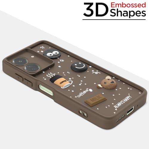 Image of Pikkme Back Cover for Redmi 13C 4G | 3D Bear Silicone Cute & Fun Coffee Cartoon | Full Body Protection Bumper Case (Brown)