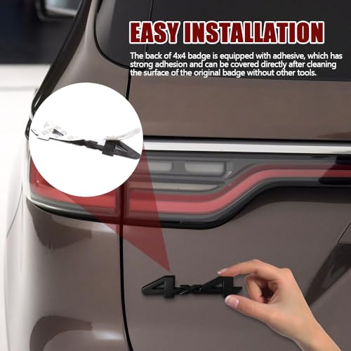 Image of 4x4 Emblem Sticker, 3D Chrome Badge Decal Sticker, 4 x 4 Emblem Nameplate Decal, 3D Metal Badge Decal for Auto Fender Bumper Front Hood Trunk, Car Exterior Accessories Universal for Most Cars (Black)