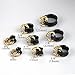 LADEMAYH Street-Chic Ear Plugs Tunnels Gauges, Stylish Two Stacked Rings Design, Hypoallergenic 316L Stainless Steel Gauge Earrings, Fashion Ear Piercing Jewelry for Women & Mens(Black Tunnels+Gold Rings,06mm=2g)