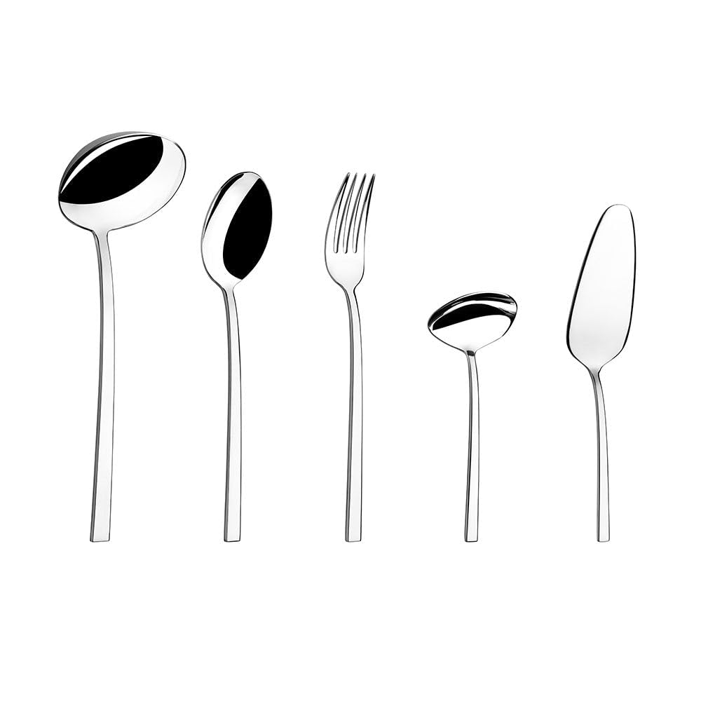 BRA Treviso | Juego 24 piezas cubertería, acero inoxidable 18/10, acabado pulido brillante, aptas para lavajillas, 4 mm espesor, con cuchillo chuletero