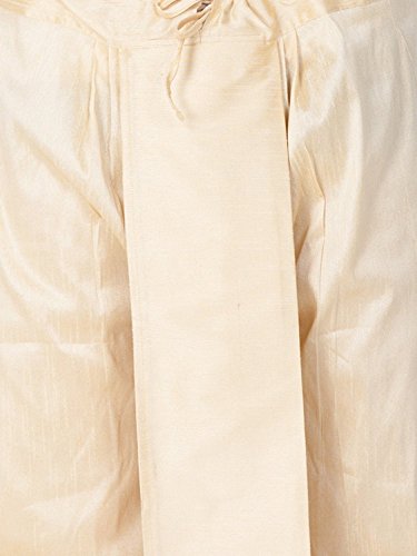 Ensemble Kurta dhoti de luxe en soie et coton noir or XL - 5