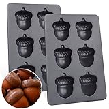 Elesinsoz 2 Pack Acorn Baking Pan, 6-Cavity Acorn Muffin Pan Non-stick Cake Pan Heavy Carbon Steel for Oven Baking Cookies Cake Chocolate Madeleine