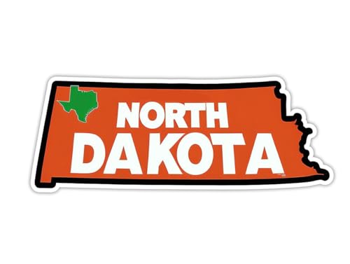 Image of North Dakota State Sticker 5 Inch Waterproof Vinyl Decal Durable USA State Design for Laptop Water Bottle Car Window Bumper Truck Travel Decoration