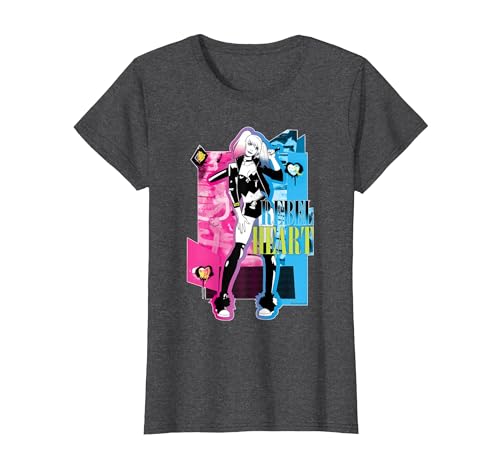 Image of Batman Harley Quinn Rebel Heart T-Shirt, Women, Dark Heather Grey, X-Large