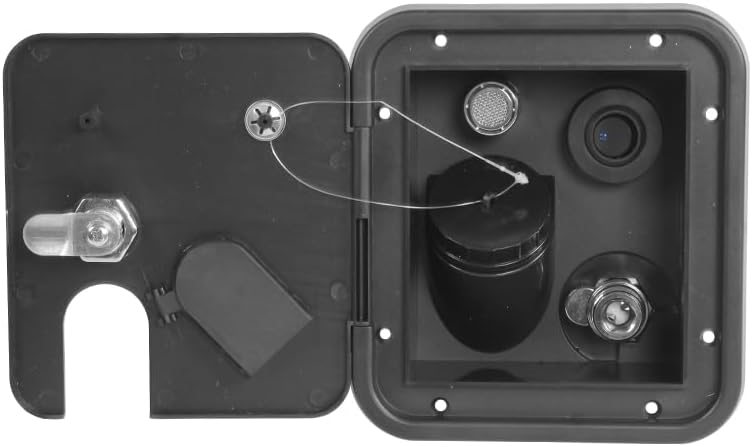 Accessories Black Gravity Water Inlet Anti-Aging Square with Keys Hatch Cover Lockable for Caravan Motorhome Camper Van(0100841)