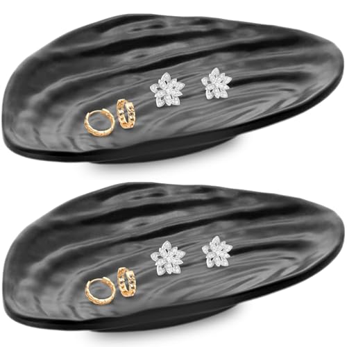 Tangger Black Decorative Tray, 2PCS Key Dish for Jewelry Tangger Black Decorative Tray, 2PCS Key Dish for Jewelry