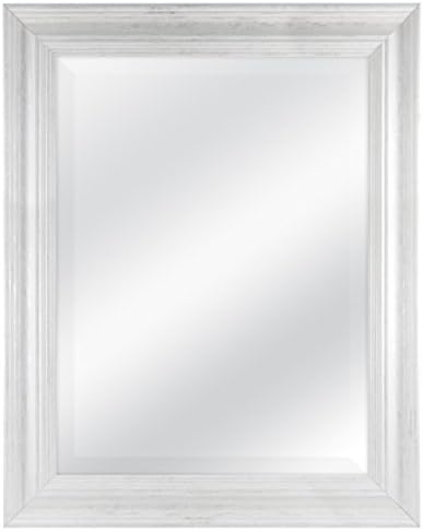 MCS 18 by 24 inch Scoop Mirror, 23.5 by 29.5 inch Outside Dimension, White Wash Finish 20547, 23.5 x 29.5 Inch