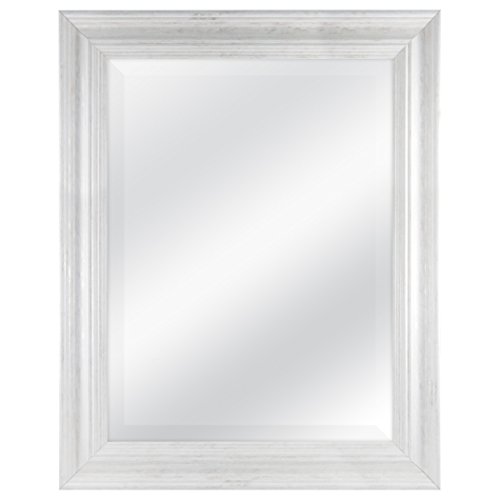 MCS 18 by 24 inch Scoop Mirror, 23.5 by 29.5 inch Outside Dimension, White Wash Finish 20547, 23.5 x 29.5 Inch