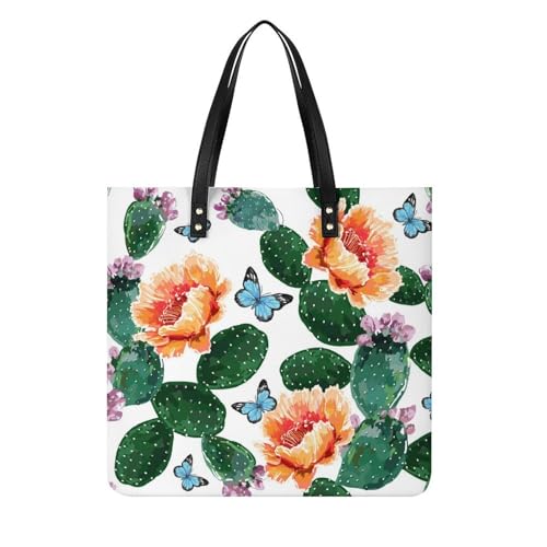 Sac à main papillon cactus femme : grand sac shopper 39x39cm pour ranger toutes vos affaires