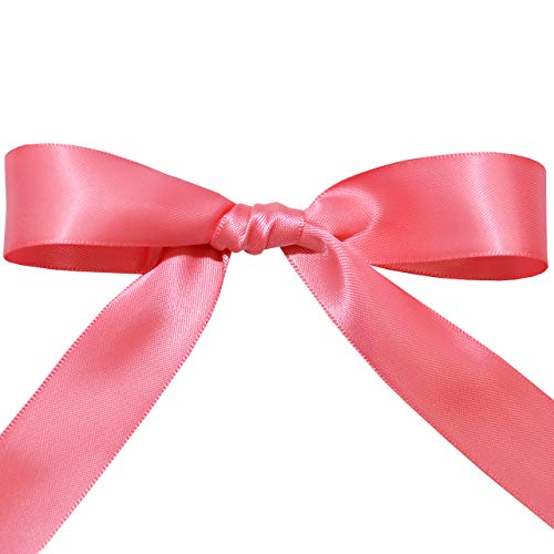 Image of Morex Ribbon 08822 /50-210 Double Face Satin Ribbon, 7 /8 inch x 50 Yd, Coral Rose