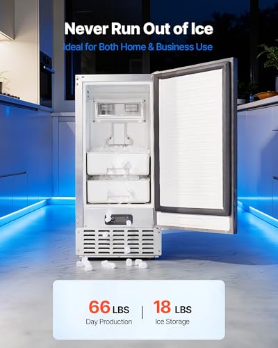 Image of VEVOR Undercounter Built-in Ice Maker, 66 Lbs /Day Under Counter Machine