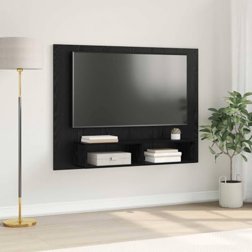 HaoChrymec Meuble TV Mural en Bois Composite, Rangement Modulable et Étagères Pratiques, Meuble TV Suspendu, Meuble Tele Noir, Armoire de Rangement, Aspect...