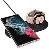 【Eficiente y conveniente】 Fácil de usar en viajes, hogar u oficina; El diseño compacto y liviano es conveniente para los viajeros y los usuarios de negocios. La estación de carga inalámbrica Samsung Telephone and Watch Buds puede cargar Samsung Galaxy Watch, teléfonos o brotes de carga inalámbricos (2,+Live, Pro) simultáneamente.