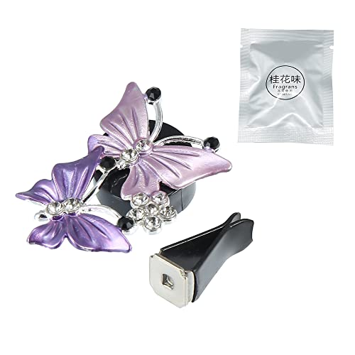 Image of X AUTOHAUX Car Butterfly Shape Clips for Air Conditioner Outlet Vent Decorations Clip Purple 4 Pcs
