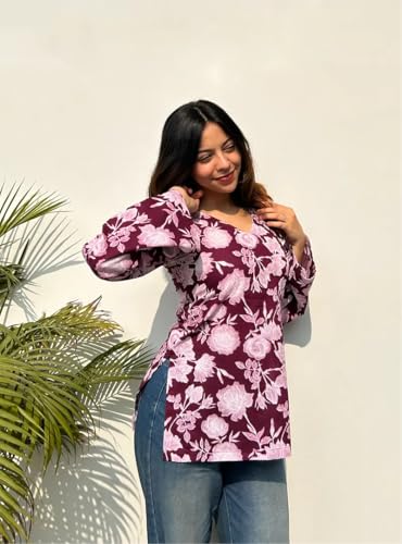 Image of ANNI Designer Cotton Short Kurti for Women | Stylish Kurti | Short Kurti Top | Casual Kurta for Women | Comfortable Cotton Kurtis for Womens