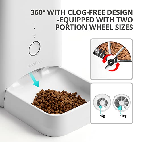 Automatic Cat Feeder, 6L Wifi Auto Pet Dry Dog Food Dispenser, 360