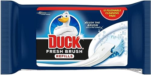 Duck Fresh Brush Refills Flushable Toilet Bowl Cleaning Pads Pack of 1 (Total of 12 Refill Pads)