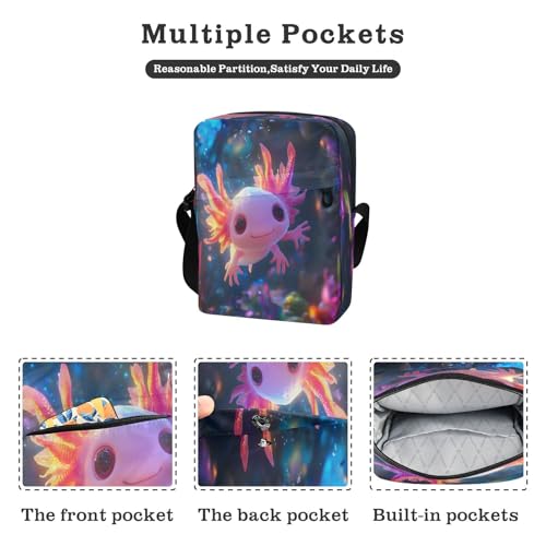 Crossbody Bag Cute Axolotl Undersea Messenger Bag for Women Men Purse Shoulder Bag Satchel Bag with Adjustable Strap 214B88392