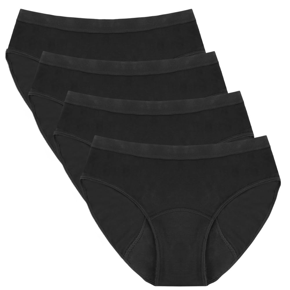 Majtki dziewczęce, zestaw 4 sztuk majtek menstruacyjnych dla dziewczynek, okresowe majtki, zmywalne, szorty, dla nastolatek, miękka i wygodna bielizna średniej wielkości