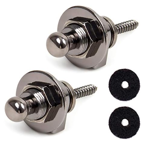Kmise Guitar Strap Locks Straplocks Buttons for Electric Bass Guitar Parts (1 set, Black) Cover
