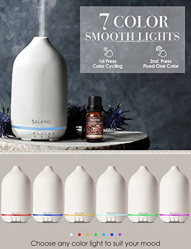 SALKING Ceramic Essential Oil Diffuser, Stone Diffusers for Essential Oils, Ultrasonic Aromatherapy Diffusers with Adjustable Mist Mode Timers, for Office Bedroom Home (150ml) - Image 3