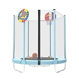 Gardenature Trampoline for Kids 5FT Indoor Outdoor Trampoline for Toddlers Back Yard Trampoline with Enclosure Basketball Hoop Birthday Gifts for Children