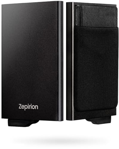 zepirion Slim Aluminum Card Holder Wallet for Men, Durable Expandable Back Poket, RFID Blocking Minimalist Metal Pop Up Wallet, Cards Plus Cash Quick Wallet2 (Black)