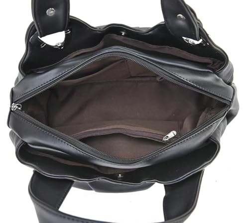 Image of Fashion Vegan Leather Handbag for Women Multi Pocket Large Tote Bags Satchel Printed Purses Soft Hobo Bag