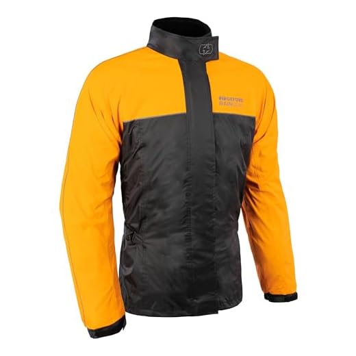 Oxford Rainseal Over Jacket | Waterproof Over Coat for Wet Weather Motorcycle Motorbike Rainwear, Black/Orange, M