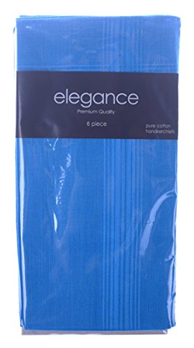 Retreez 6 Piece Pure Cotton Solid Color Men's Handkerchiefs Hanky Hankie - Blue Green