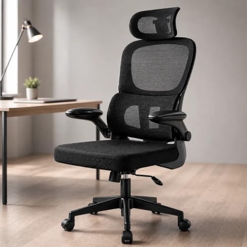 Cadeira de Escritório Ergonômica Suporte Lombar Independente Ajustável Tela Respirável Encosto de Cabeça Regulável Altura Ajustável Resistente Premium
