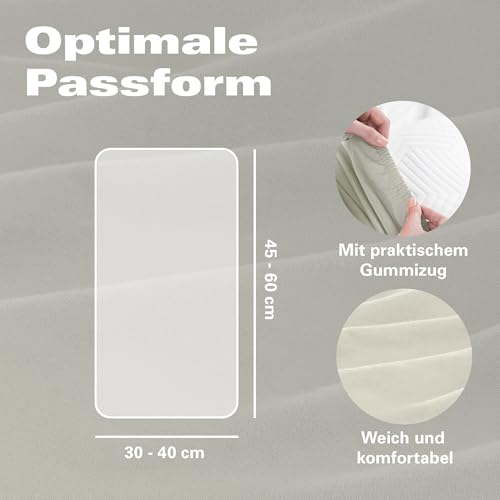 BaSaTex Bio Kissenbezüge Spannbezüge 2er Pack für Nackenkissen und Gesundheitskissen | 97% GOTS-Zertifizierte Baumwolle + 3% Elasthan | 40x60 cm - 45x65 cm | Natur