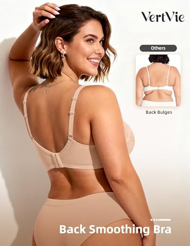 Image of Vertvie Minimizer Bra for Women Underwire Full Coverage | Supportive for Heavy Breasts, Unlined Soft Lace, Lightweight, Comfortable, Adjustable, Flattering for Plus Size Everyday Wear
