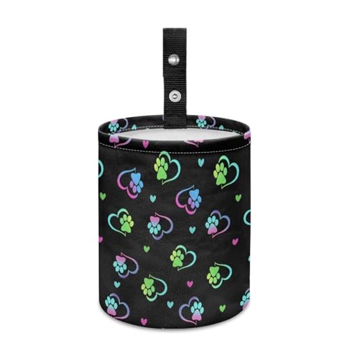 Image of Dog Paw Heart Car Garbage Can Mini Car Trash Bin Car Organizer Car Storage Bag Waterproof Portable Men Accessories Car Decor
