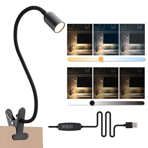 LED Reading Light for Bed Headboard – Dimmable Clip-On Book Light with Flexible Gooseneck,...