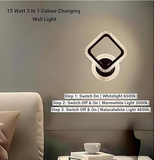 Image of Lyse Decor Wall Lights for Home Decoration LED Wall Light with 3 Color Modes, Easy Installation, Ideal for Modern Interiors, Bedroom, Living Room, Hallway, Office (1, WL84)