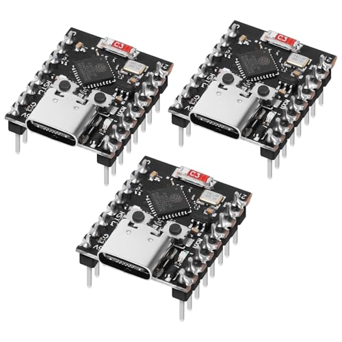 ESP32 ESP32-C3 Development Board, USB C Supermini ESP32 C3 2.4GHz Wi-Fi & Bluetooth 5.0 Pre-Soldered Pins Development Board for Arduino, 3PCS