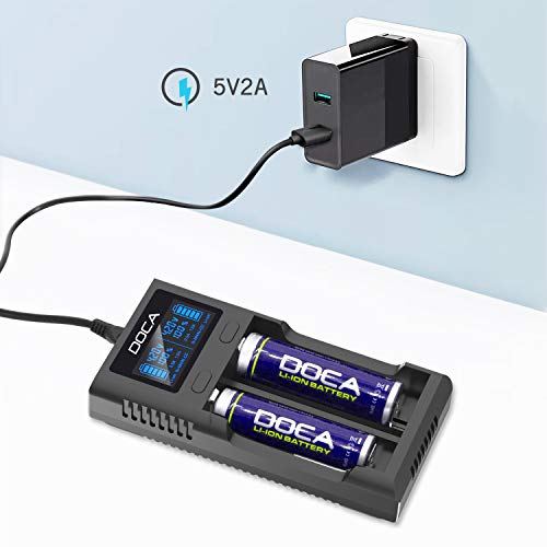 Speedy Battery Charger,Universal Smart Rechargeable Battery Charger for AA AAA C Li-ion IMR 18650 26650 21700 14500 16340 18500 10440 18350 17670 Ni-MH Ni-Cd, USB Cable & Upgraded LCD Display