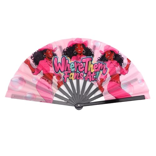 13'' Boots on The Ground Hand Fan, Large Folding Clacking Popping Fan for Line Dancing,Wedding Party Decoration, Festival Performance, Dance Accessory, Country Western Swing(Style 16)