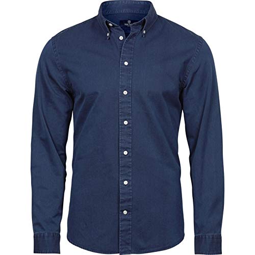 Tee Jays Mens Casual Long Sleeve Twill Shirt, indigo, L