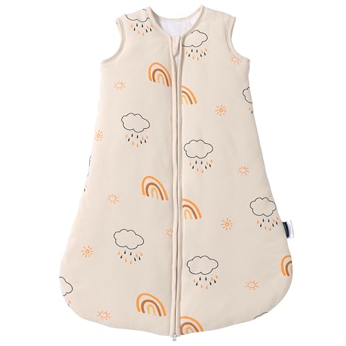 PewinGo Saco de Dormir para Bebé 2.5TOG 0-6 Meses Saco de Dormir con Algodón y Poliéster|Manta para Recién Nacido con Doble Cremallera|Material Suave Respetuoso con la Piel y Lavable a Máquina-Beige