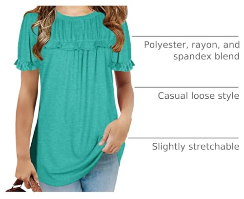 Image of Haloumoning Girls Crew Neck T Shirts Peplum Babydoll Tops Tees 4-15 Years | Girls T-Shirts, Casual Loose Tunic Tops, Cute Ruffle T Shirts, Short Sleeve Shirts, Long Sleeve Blouse