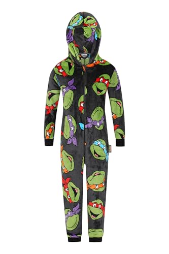 TEENAGE MUTANT NINJA Boys Turtles Fleece Sleepsuit TMNT Childrens Kids Onesie (8-9 Years) Black