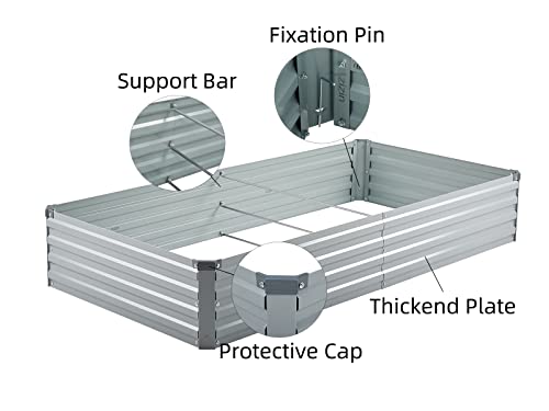 Meberam Metal Raised Garden Bed Kit 6X3X1Ft Outdoor Bottomless Galvanized Elevated Plant Box For Vegetable, Grey #TOP1