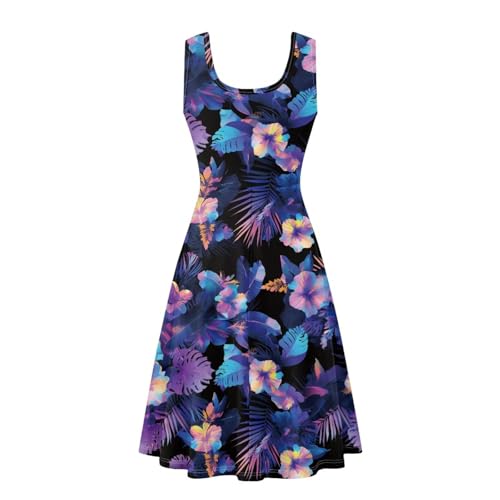 Image of Women Stylish Tank Dresses Sleeveless Round Neck Midi Casual Dress with Pocket for Summer