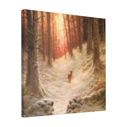 絵画 フレーム装飾画 ショセフファークハーソン In Deep Midwinter キャンバスアート アートパネル 壁画 壁掛け 絵 モダンアート 版画 壁飾り 世界の名画 ポスター 40x40cm