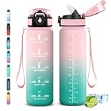 Grsta Borraccia 1 litro, Borraccia con Cannuccia, Senza Perdite, Borraccie Motivazionale, ...