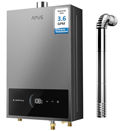 Image of APUS Tankless Water Heater Natural Gas, Up to 3.6 GPM, Indoor Tankless Water Heater, 80,000 BTU on Demand Instant Hot Water Heaters with Smart Digital Display