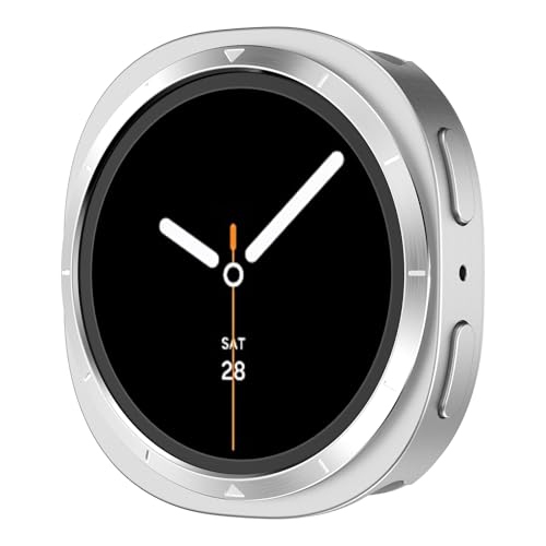 Image of 2 in 1 Metal Rugged Case Compatible with Samsung Galaxy Watch 8 40mm 44mm Shockproof Protect Bumper Case with Back Cover (NO WATCH) (Silvery and White,40mm)